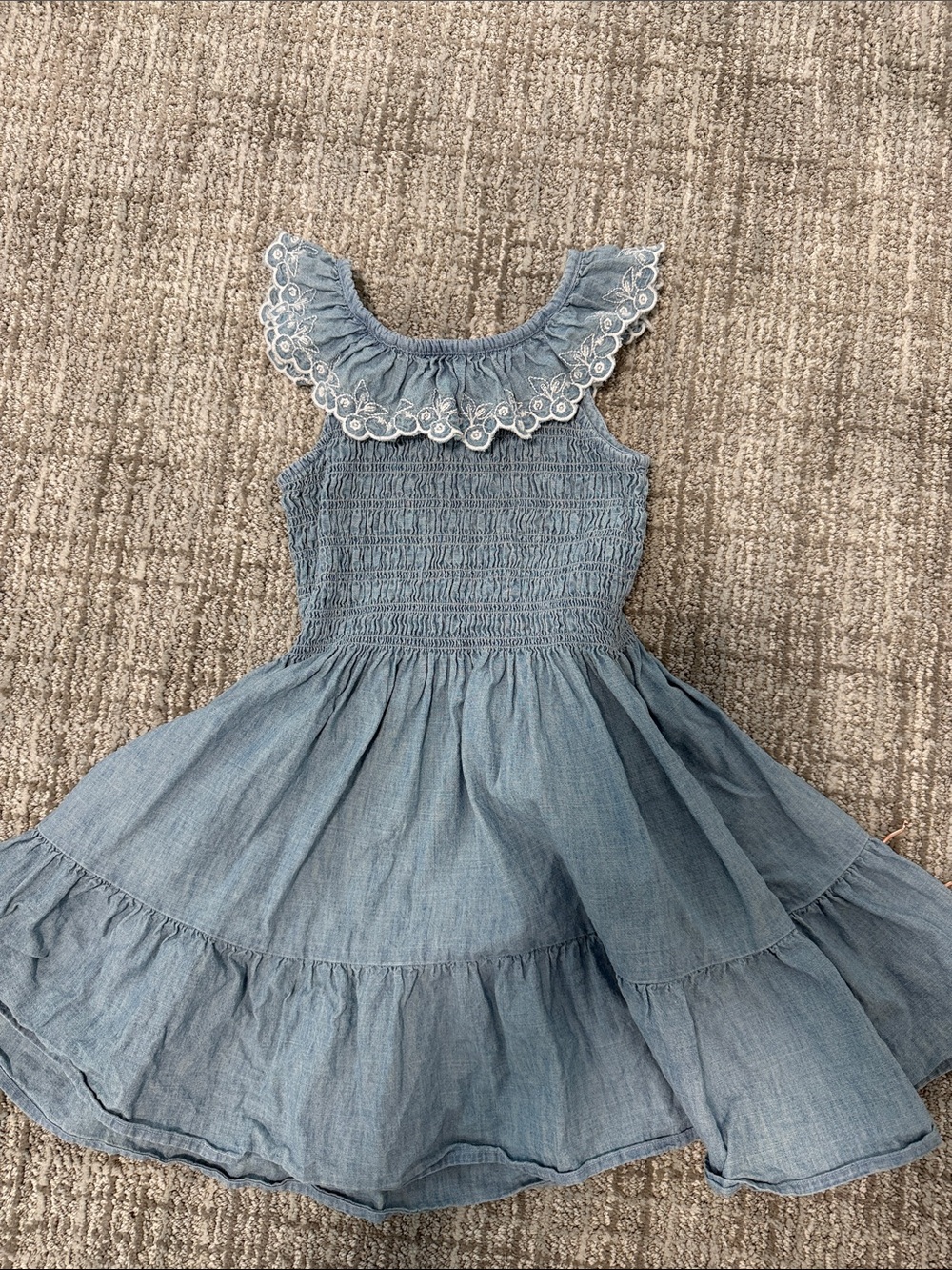 Polo by Ralph Lauren Light Blue Chambray Ruffle Neck Dress